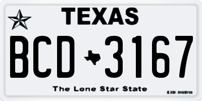 TX license plate BCD3167