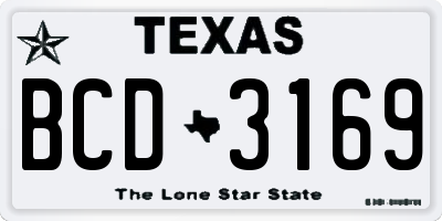 TX license plate BCD3169