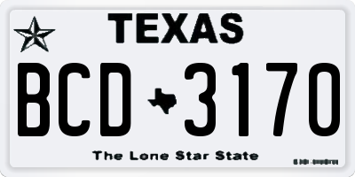TX license plate BCD3170