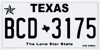 TX license plate BCD3175