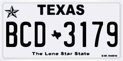TX license plate BCD3179