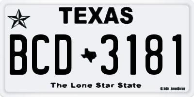 TX license plate BCD3181