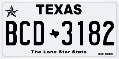 TX license plate BCD3182