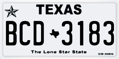 TX license plate BCD3183