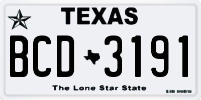 TX license plate BCD3191