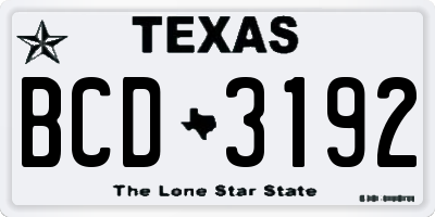 TX license plate BCD3192