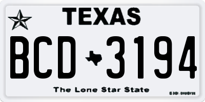TX license plate BCD3194