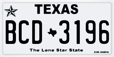 TX license plate BCD3196