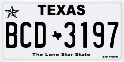 TX license plate BCD3197