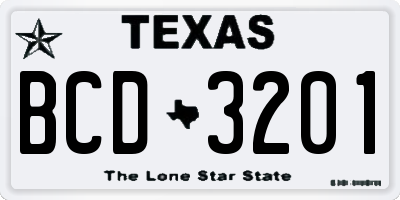 TX license plate BCD3201