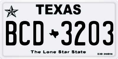 TX license plate BCD3203