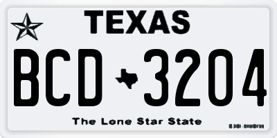 TX license plate BCD3204