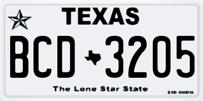 TX license plate BCD3205