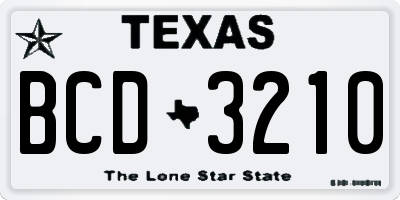 TX license plate BCD3210