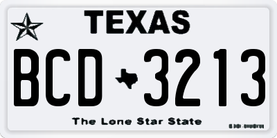 TX license plate BCD3213