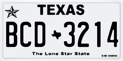 TX license plate BCD3214