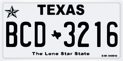 TX license plate BCD3216