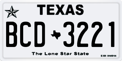 TX license plate BCD3221