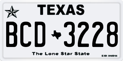 TX license plate BCD3228