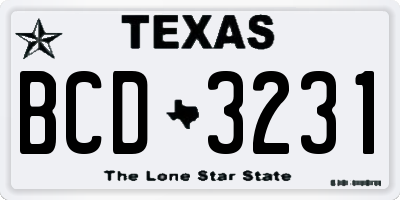 TX license plate BCD3231
