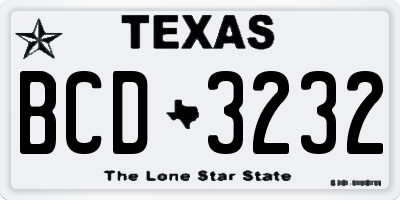 TX license plate BCD3232