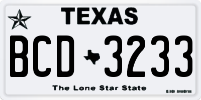 TX license plate BCD3233