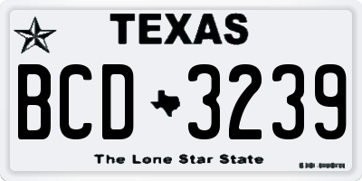 TX license plate BCD3239
