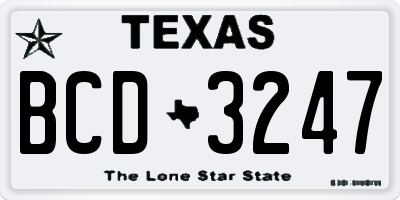 TX license plate BCD3247