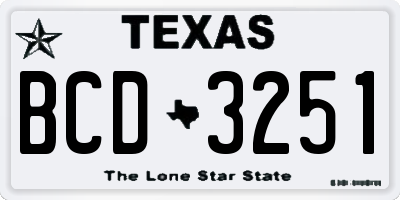 TX license plate BCD3251