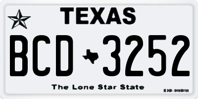 TX license plate BCD3252