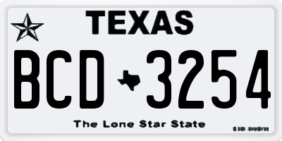 TX license plate BCD3254