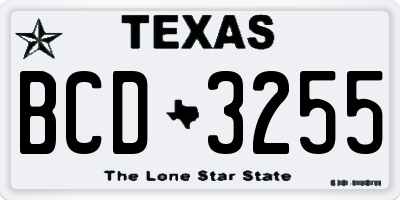 TX license plate BCD3255