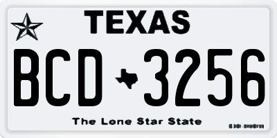 TX license plate BCD3256