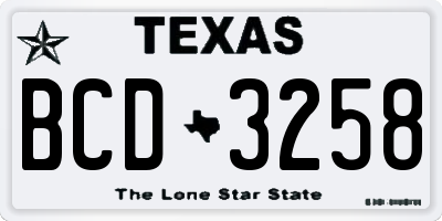 TX license plate BCD3258
