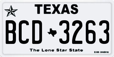 TX license plate BCD3263