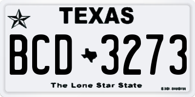 TX license plate BCD3273