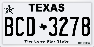 TX license plate BCD3278