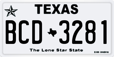 TX license plate BCD3281