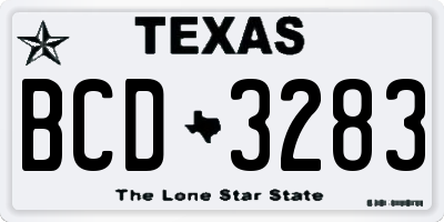 TX license plate BCD3283