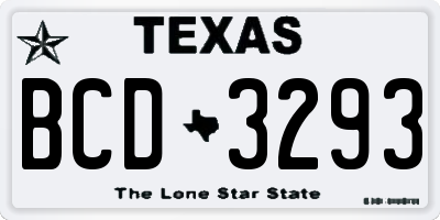 TX license plate BCD3293