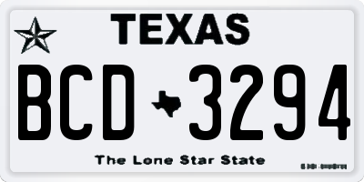 TX license plate BCD3294