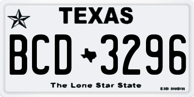 TX license plate BCD3296