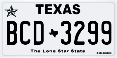 TX license plate BCD3299