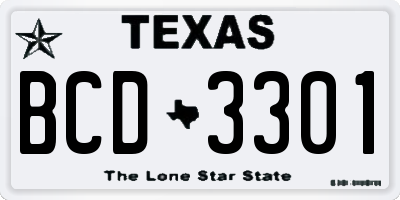 TX license plate BCD3301