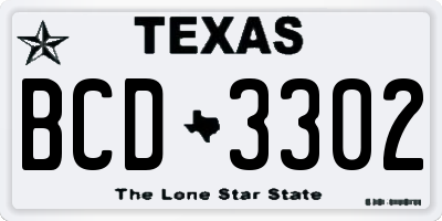 TX license plate BCD3302