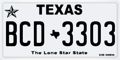 TX license plate BCD3303