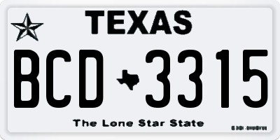 TX license plate BCD3315