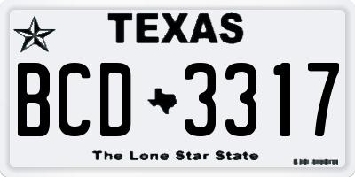 TX license plate BCD3317