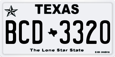 TX license plate BCD3320
