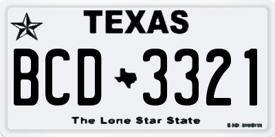 TX license plate BCD3321